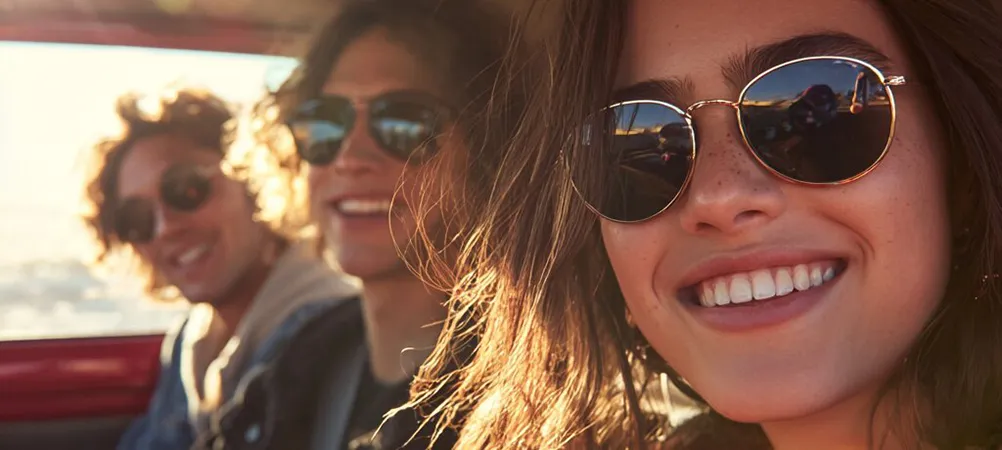 Teen driver in her car with two friends in Lubbock, Texas